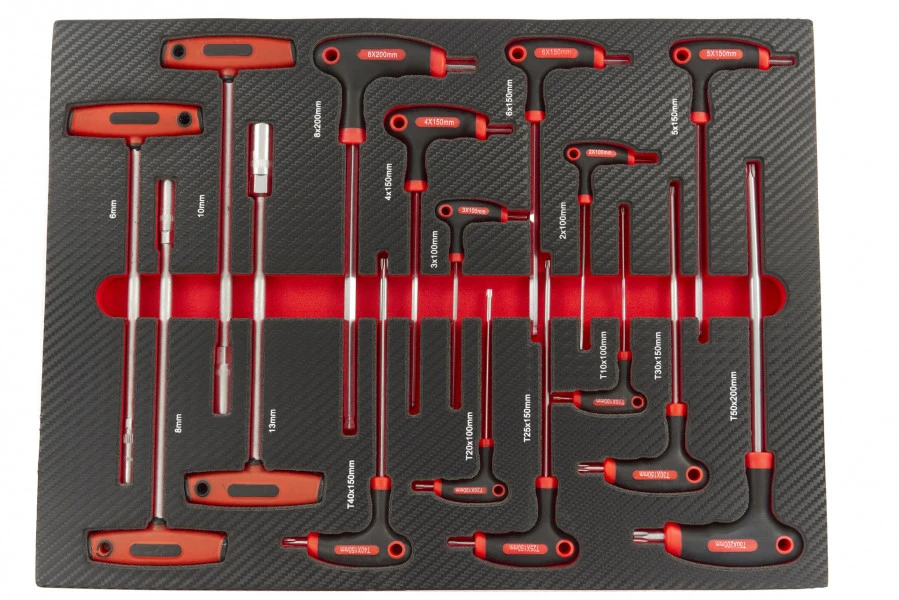 HBM 16 Delige T-Grepenset In Carbon Foam Inlay Voor Gereedschapswagen 2 HBM 16 Delige T-Grepenset In Carbon Foam Inlay Voor Gereedschapswagen - Afbeelding 2